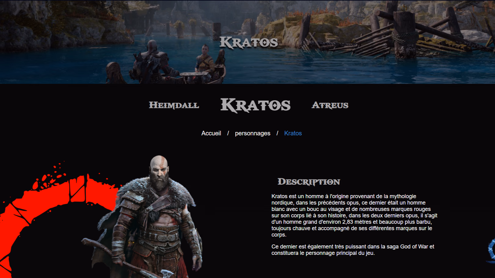 image de mon projet personnel Site God of War
